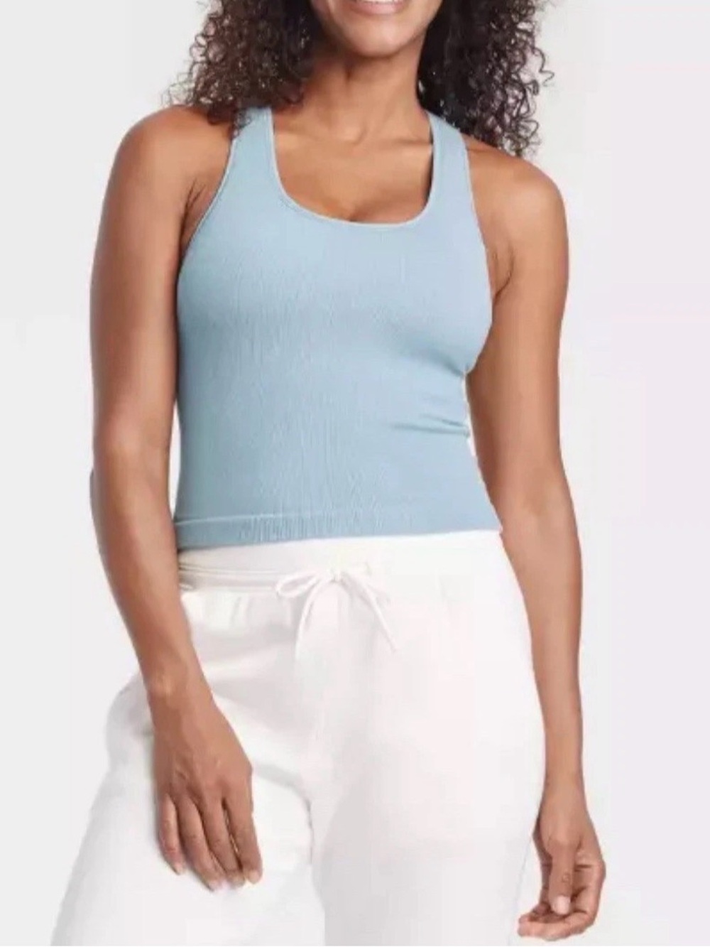Women's Seamless Racerback Rib Tank Top - All In Motion Steel Blue XL D26